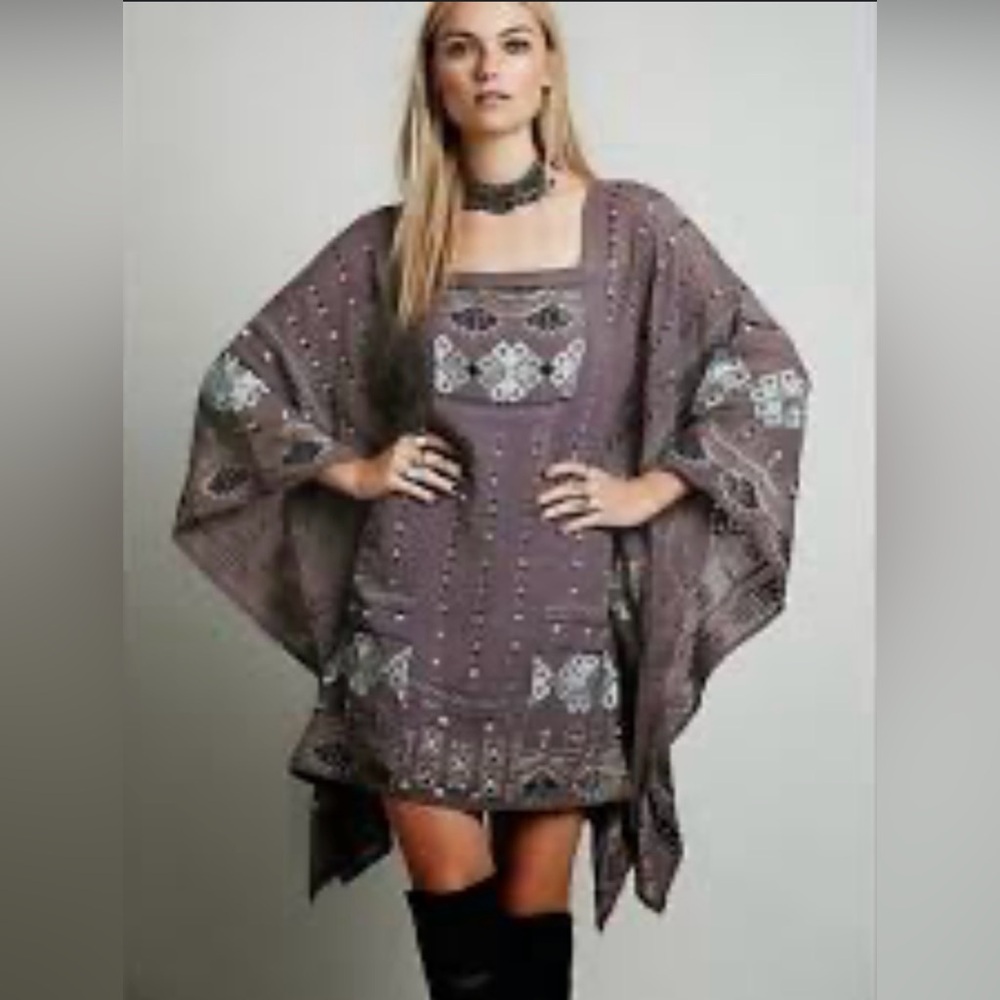 Free People Embellished and Beaded Asymmetrical Slip Dress Oversized S/SM